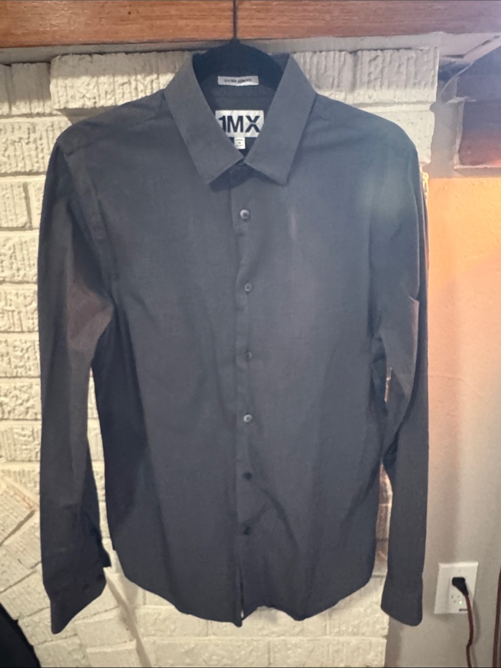 Express Dark Grey Men's Long-Sleeve Dress Shirt